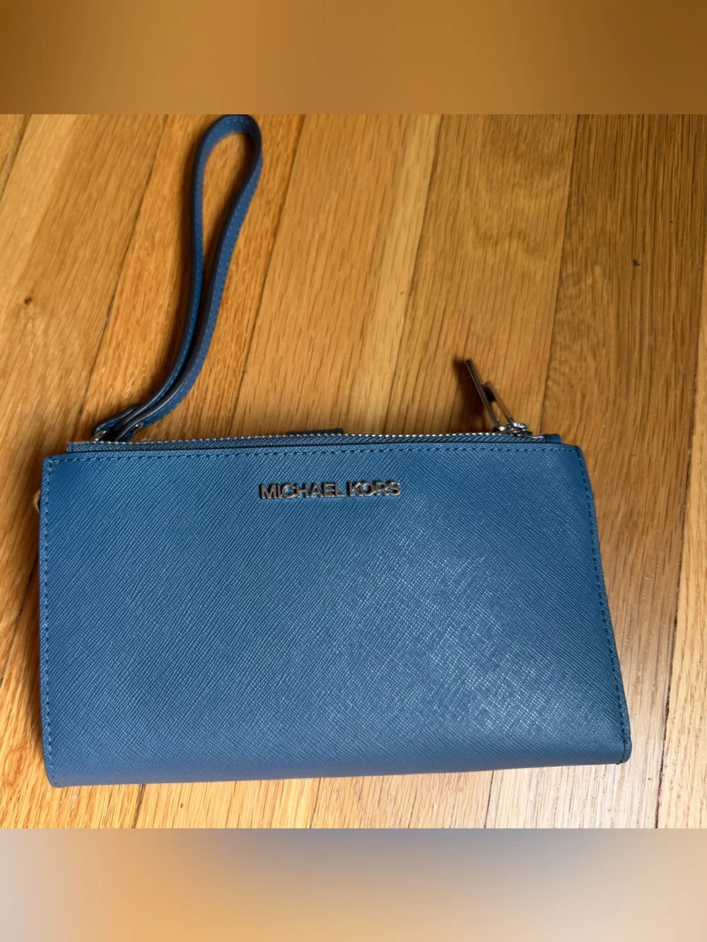 Michael Kors Steel Blue Saffiano Wristlet Wallet